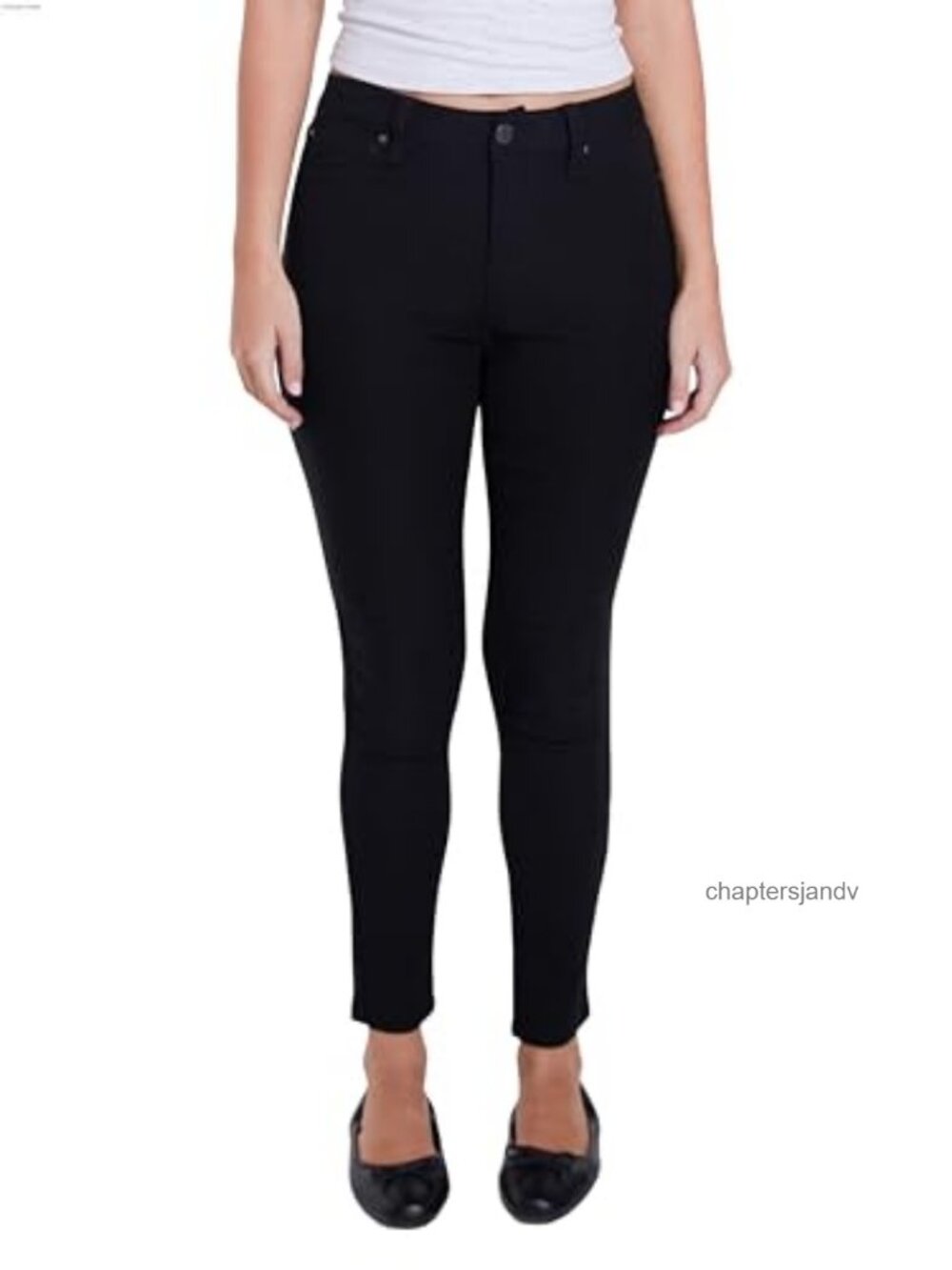 Hyperstretch Mid-Rise Skinny Jeans Stretch Work Pants Faux Pockets